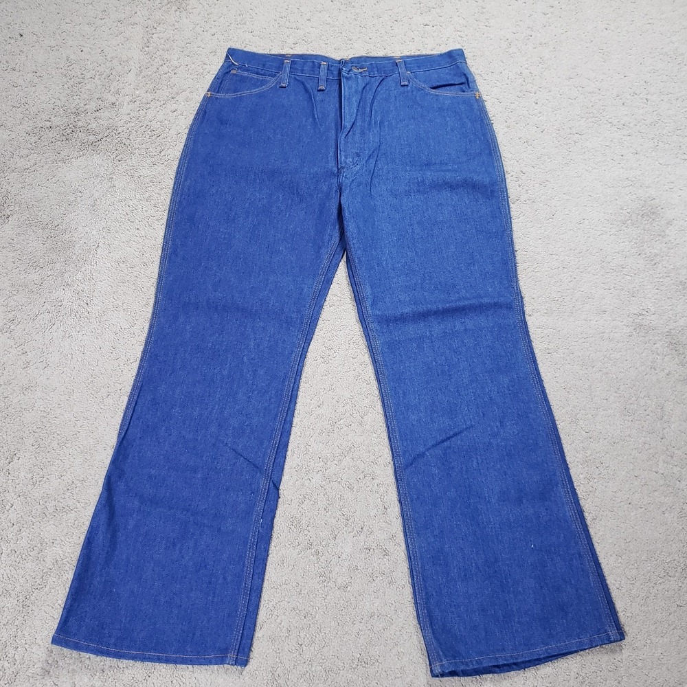 VTG 70s Wrangler Denim Jeans Men 38 (36x30) Bootcut USA Chore Western Workwear - Picture 2 of 7